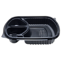 36 oz PP Plastic Microwaveable Black Take Out Box, 3 compartments