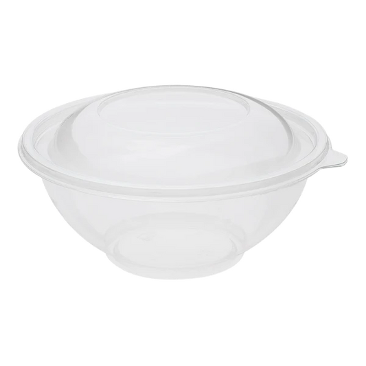 24 oz Round PET Plastic Salad Bowls with Lids