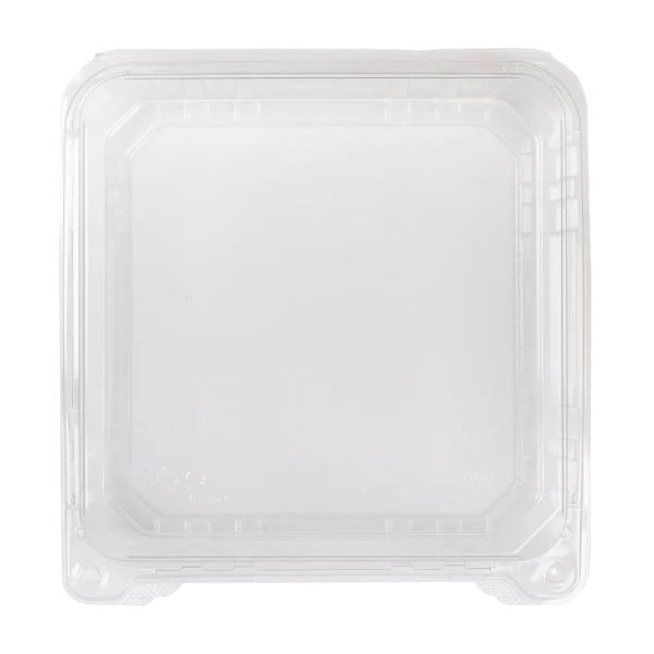 9"x9" PET Plastic Hinged Containers, Clear