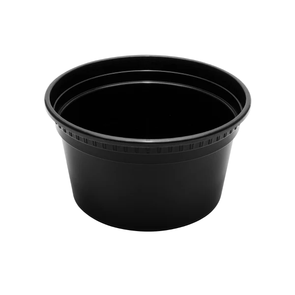 12oz Black PP Injection Molded Round Deli Container with Lid