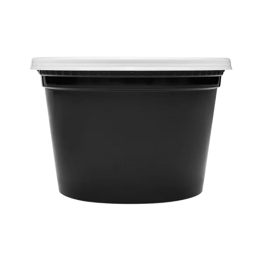 16oz Black PP Injection Molded Round Deli Containers With Lid