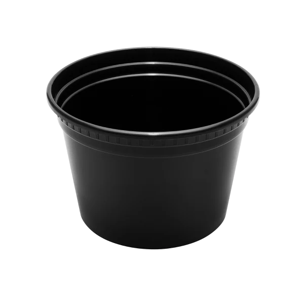 16oz Black PP Injection Molded Round Deli Containers With Lid