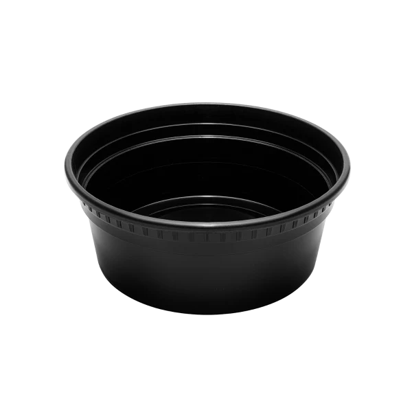 8oz Black PP Injection Molded Round Deli Container with Lid