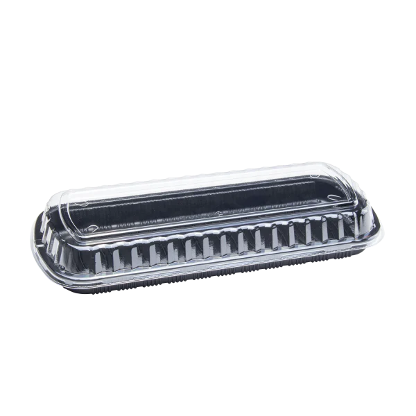 Full Slab Black PP Plastic Rib Container with Clear OPS lid