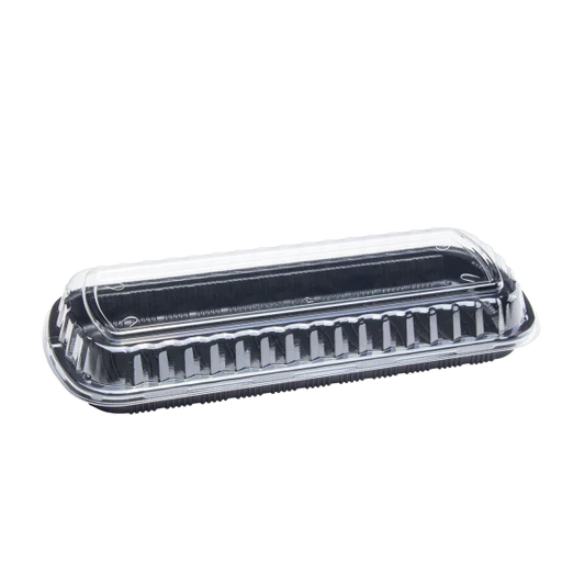 Full Slab Black PP Plastic Rib Container with Clear OPS lid