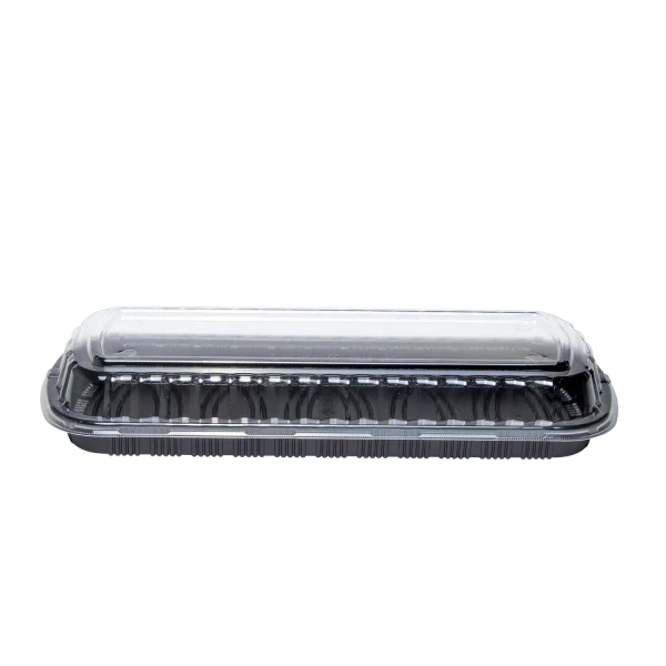 Full Slab Black PP Plastic Rib Container with Clear OPS lid