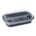 Half Slab Black PP Plastic Rib Container with Clear OPS lid