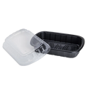 Half Slab Black PP Plastic Rib Container with Clear OPS lid