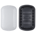 Half Slab Black PP Plastic Rib Container with Clear OPS lid