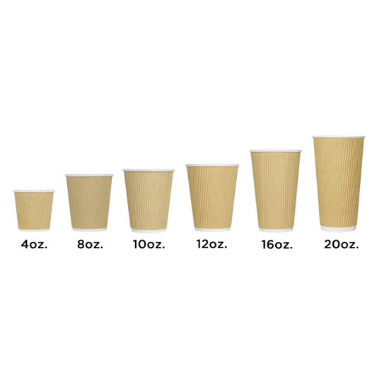 62mm 4oz Ripple Paper Hot Cups, Kraft