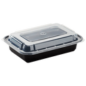 16 oz PP Injection Molded Microwaveable Rectangular Black Food Containers with lids