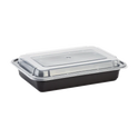 28 oz PP Plastic Microwavable Rectangular Food Containers & Lids, Black