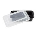 38 oz PP Plastic Microwavable Rectangular Food Containers & Lids, Black