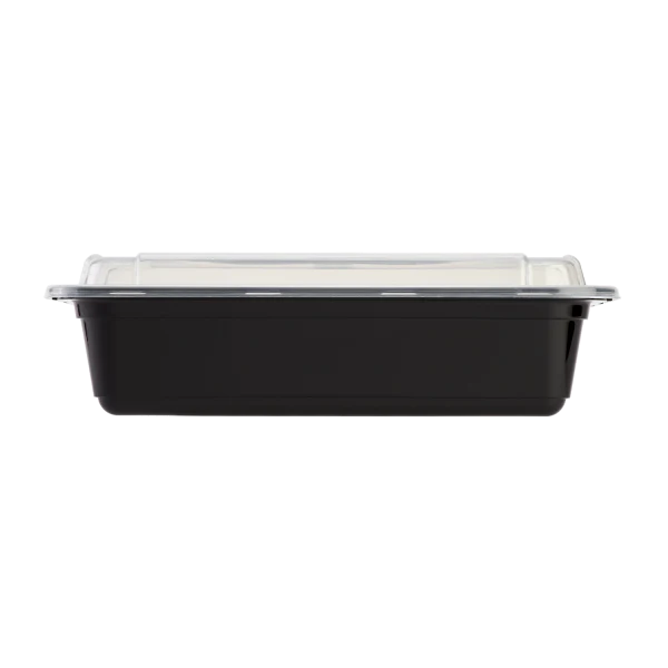 38 oz PP Plastic Microwavable Rectangular Food Containers & Lids, Black