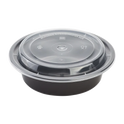16 oz PP Plastic Microwavable Round Food Containers & Lids, Black