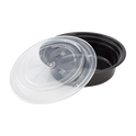 16 oz PP Plastic Microwavable Round Food Containers & Lids, Black