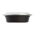16 oz PP Plastic Microwavable Round Food Containers & Lids, Black