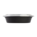 24 oz PP Plastic Microwavable Round Food Containers & Lids, Black