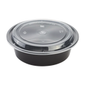 32 oz PP Plastic Microwavable Round Food Containers & Lids, Black