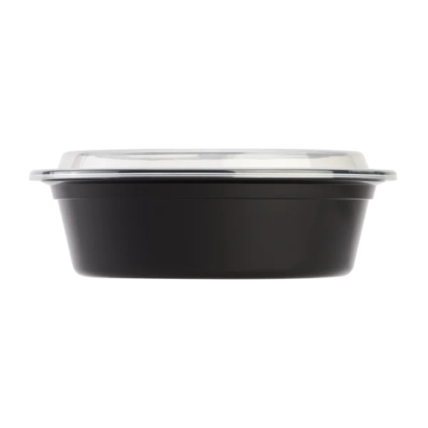 32 oz PP Plastic Microwavable Round Food Containers & Lids, Black