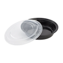 48 oz PP Plastic Microwavable Round Food Containers & Lids - Black