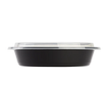 48 oz PP Plastic Microwavable Round Food Containers & Lids - Black