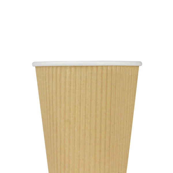 90mm 12oz Ripple Paper Hot Cups, Kraft