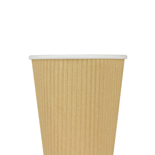 90mm 12oz Ripple Paper Hot Cups, Kraft