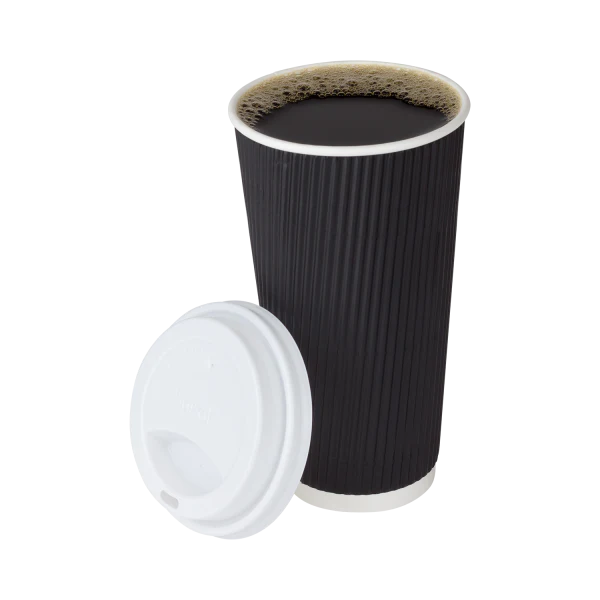 90mm 20oz Ripple Paper Hot Cups, Black