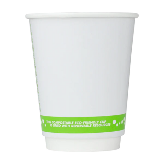 80mm 8oz Eco-Friendly Insulated Paper Hot Cups, Generic Print