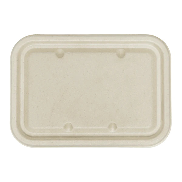 Bagasse Flat Lid for 16-24 oz Bagasse Take Out Container, Rectangular