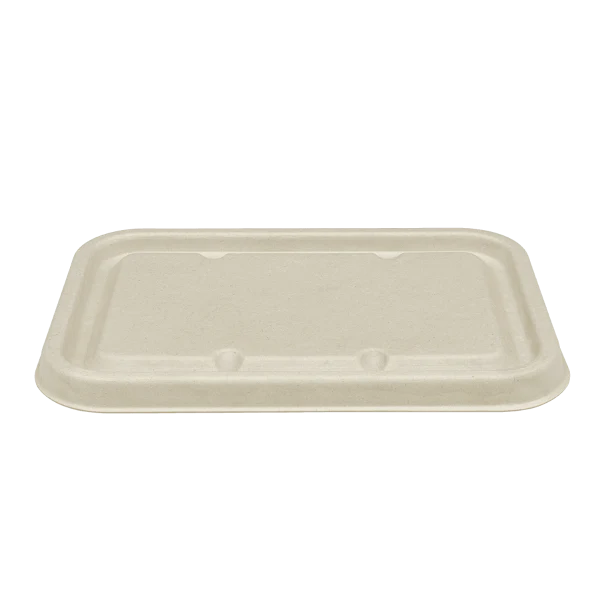 Bagasse Flat Lid for 16-24 oz Bagasse Take Out Container, Rectangular