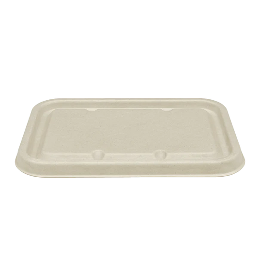 Bagasse Flat Lid for 16-24 oz Bagasse Take Out Container, Rectangular