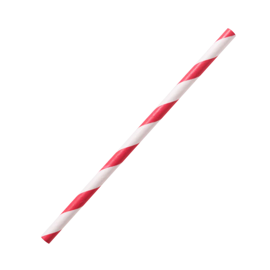 5.25" Stir Paper Straw(5mm) Unwrapped, Red Spiral