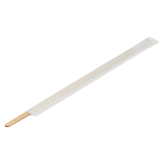 7.5" Wooden Coffee Stirrer Paper, Wrapped