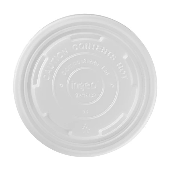 114.6mm Compostable Flat Lids for 12-16oz Paper Food Container & 24-32oz Gourmet Food Container