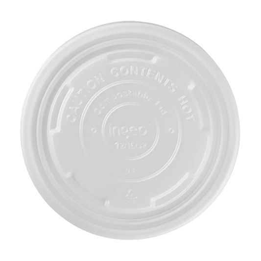 114.6mm Compostable Flat Lids for 12-16oz Paper Food Container & 24-32oz Gourmet Food Container