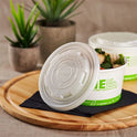 114.6mm Compostable Flat Lids for 12-16oz Paper Food Container & 24-32oz Gourmet Food Container