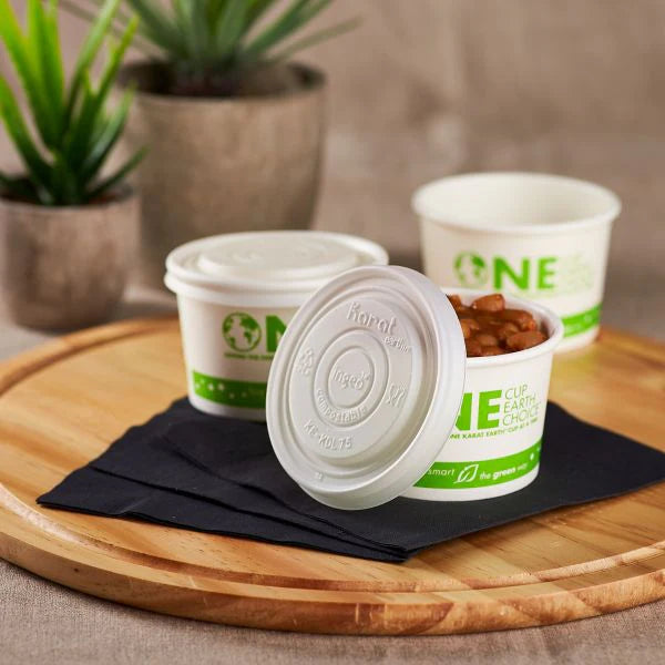 5.3mm Flat Lid for 4oz Compostable Paper Food Container