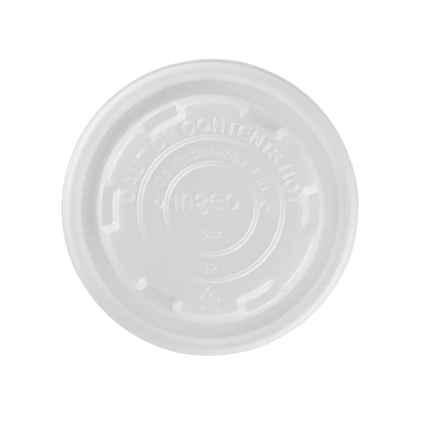 90.8mm Compostable Flat Lids for 8oz Paper Food Container, White