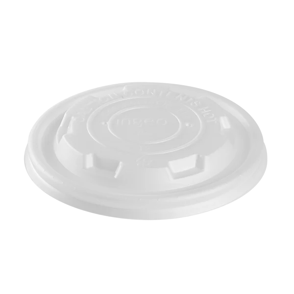 90.8mm Compostable Flat Lids for 8oz Paper Food Container, White