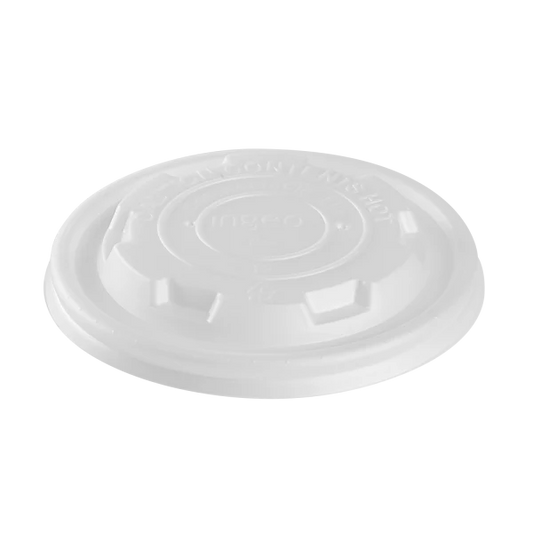 90.8mm Compostable Flat Lids for 8oz Paper Food Container, White