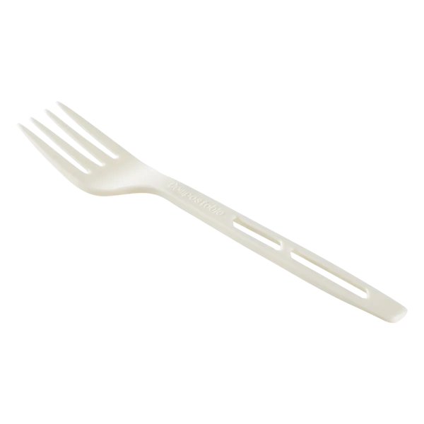 Heavy Weight CPLA Compostable Fork Wrapped, White