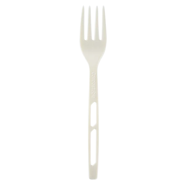 Heavy Weight CPLA Compostable Fork Wrapped, White