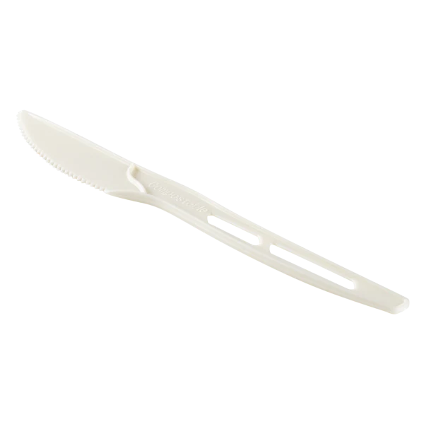 Heavy Weight CPLA Compostable Knife Wrapped, White