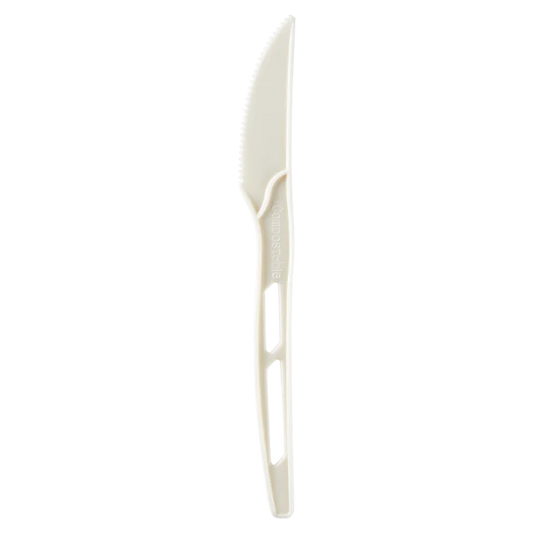 Heavy Weight CPLA Compostable Knife Wrapped, White