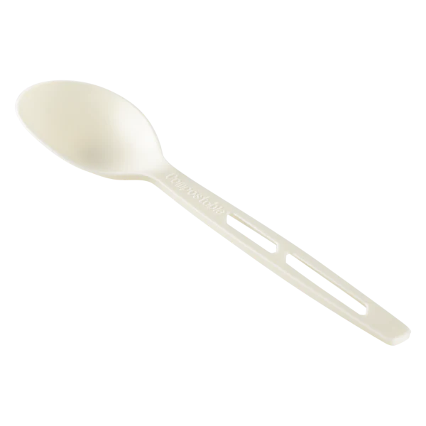 Heavy Weight CPLA Compostable Tea Spoon Wrapped, White