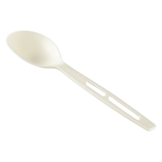 Heavy Weight CPLA Compostable Tea Spoon Wrapped, White