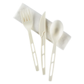 Heavy-Weight CPLA Compostable Cutlery Kits (Knife, Fork, Tea Spoon, 2-ply Napkin), White