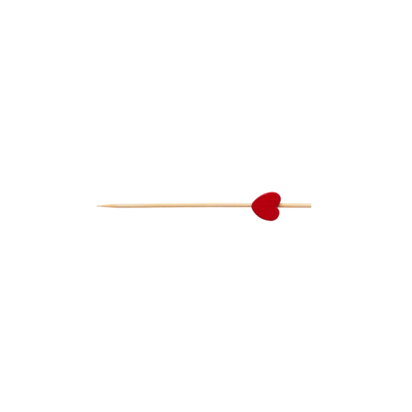 3.5" Bamboo Pick, Heart Red